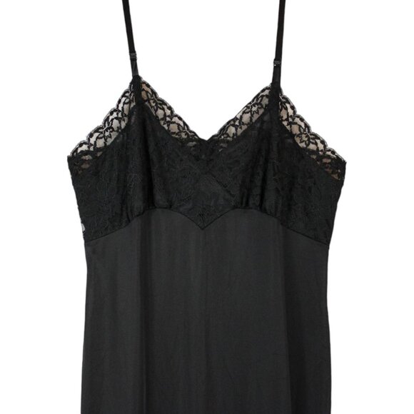 Vintage Vanity Fair Black Slip Size 36 Nylon Lace Bodice Trim Adjustable SP74 - Picture 1 of 10